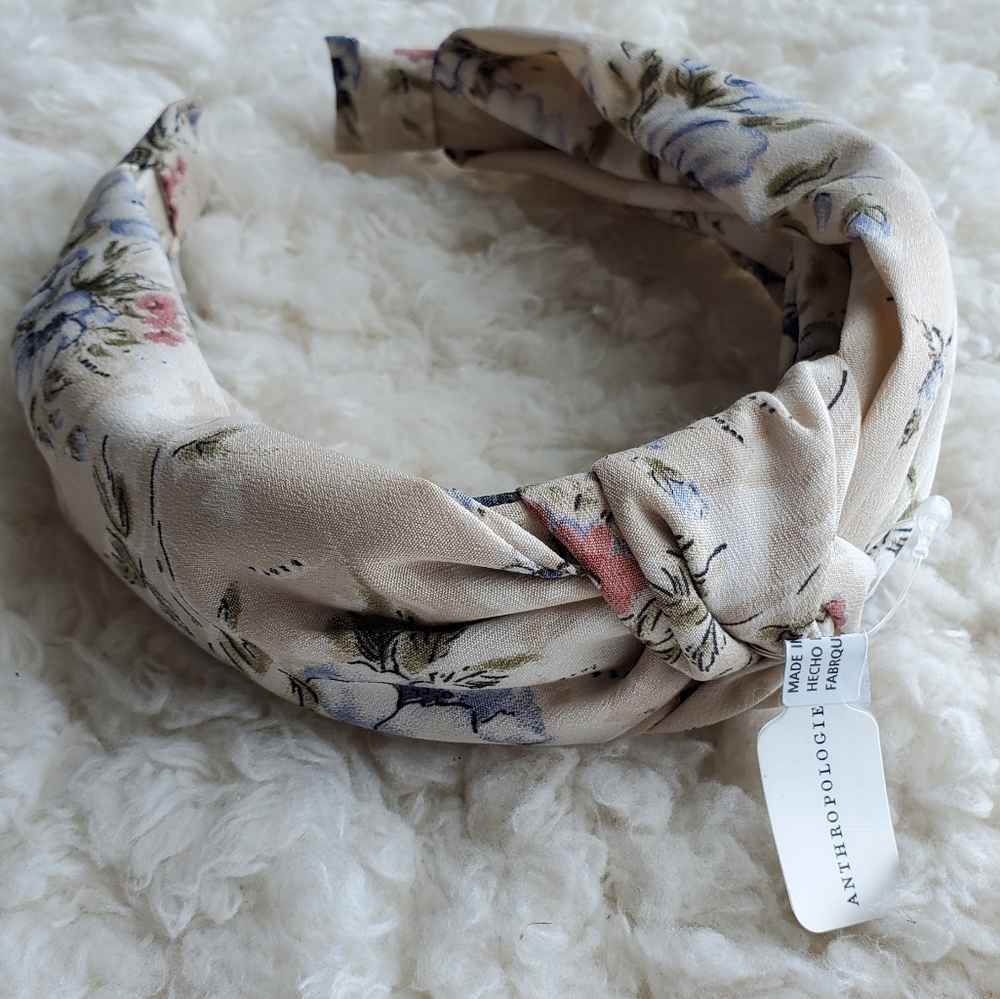 Anthro Adriana Knotted Headband - ivory floral